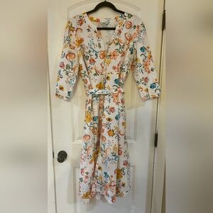 Croft & Barrow Gold and Green Puff Sleeve dress